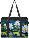 Reusable Grocery Bags Heavy Duty Shopping Bags Foldable Large Tote Bags with Long Handles & Hard Bottom