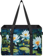 Reusable Grocery Bags Heavy Duty Shopping Bags Foldable Large Tote Bags with Long Handles & Hard Bottom