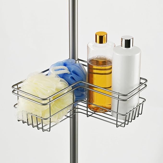Utopia Alley Rust-Resistant Shower Tension Pole Caddy, 4 Shelves (Satin Nickel)