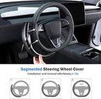 Steering Wheel Cover for Tesla Model 3 Highland(2024-Present)/ Model Y Juniper(2025-Present),Anti-Slip,Comfortable Grip,Breathable,Customized for Tesla Model 3/Y Accessories,Matte Black