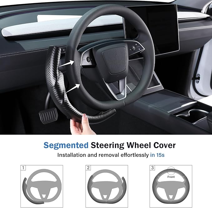 Steering Wheel Cover for Tesla Model 3 Highland(2024-Present)/ Model Y Juniper(2025-Present),Anti-Slip,Comfortable Grip,Breathable,Customized for Tesla Model 3/Y Accessories,Matte Black