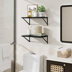 Floating Shelves for Wall,18" Wall Mounted Shelves Set of 2,Wood Floating Shelf with Bracket,Sturdy Metal Bracket Bookshelves