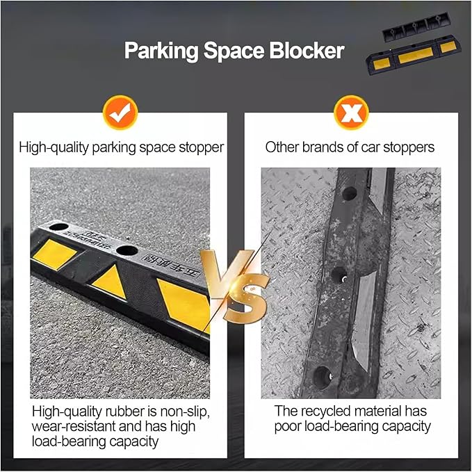 Parking Stopper for Garage, Heavy Duty Rubber Parking Lot Driveway Stopper, Garage Parking Aid for Garage and Parking Lots