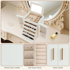 Dajasan Large Jewelry Organizer Box, Jewelry Boxes for Women Girls, 6-Tier Jewelry Storage Organizer with Mirror for Necklace
