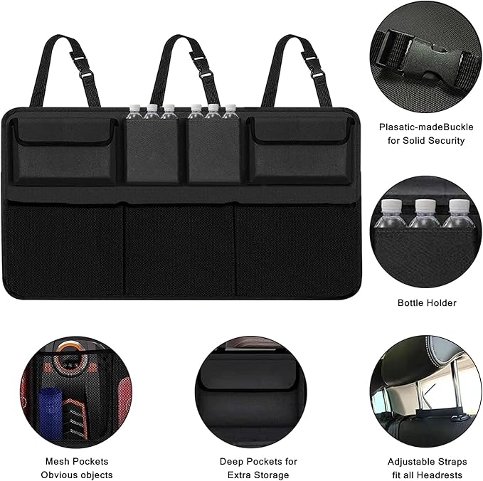Car Trunk Organizer and Storage, Backseat Hanging Organizer for SUV, Truck, MPV,Van Collapsible Cargo Storage Bag with 7 Pocket