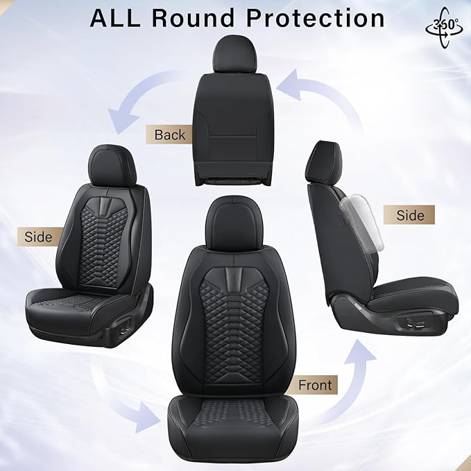 Coverado Car Seat Cover, Front Seat Cover, 2 Pack Universal Seat Covers for Cars, Breathable Nappa Leather Seat Cover, Waterp