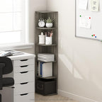 Furinno PASIR Book Shelf, 5-Tier Corner Bookshelf with Open Shelf, Standing Bookcase, 9.3 x 12 x 51.7, for Organization and S