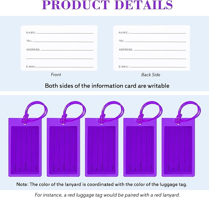 30 Pack Luggage Tags for Suitcases, Airplane Travel Essentials for Flying, International Travel Must Haves, and Luggage Acces