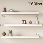 Fun Memories 72 Inch Floating Shelves, 12 Inch Deep Wall Shelf for Fireplace Mantel, Deep Storage Shelves for Home & Office, 
