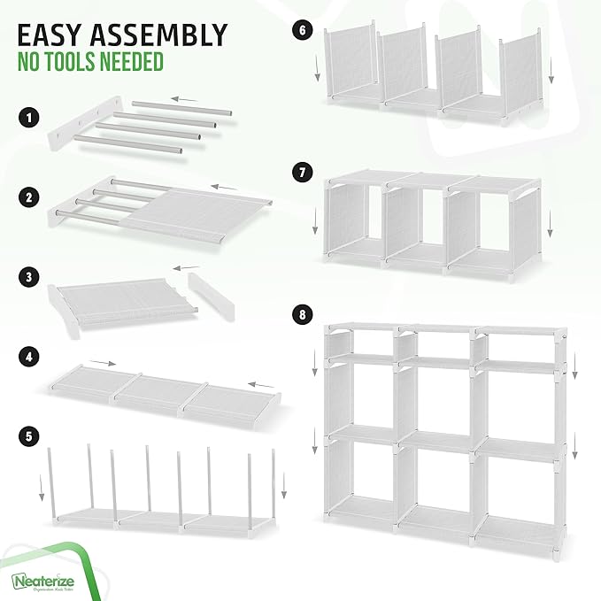 Cube Storage Organizer with Storage Bins Included - The Perfect Closet Organizers and Storage Solution. Includes 9 Storage Cu