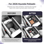 LUWU 2026 Palisade Center Console Organizer Compatible with 2026 Hyundai Palisade Accessories Armrest Console Organizer Armrest Insert Tray Palisade LX3 2026 Accessories Black 2-Pack