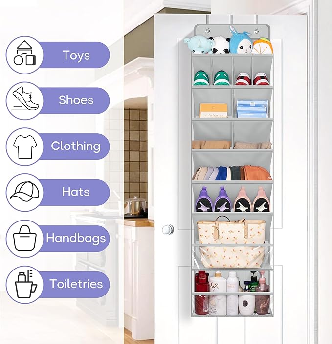 MISSLO Clear Over the Door Shoe Organizer Large Deep Pockets Hanging Shoe Rack for Closet Fit 20 Pairs Shoe Holder for Sneake