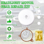 Headlight Motor Repair Gear Kit Upgrade Compatible with 1988-1996 Chevrolet Corvette Including Gears Sealing Grease Packet Ge