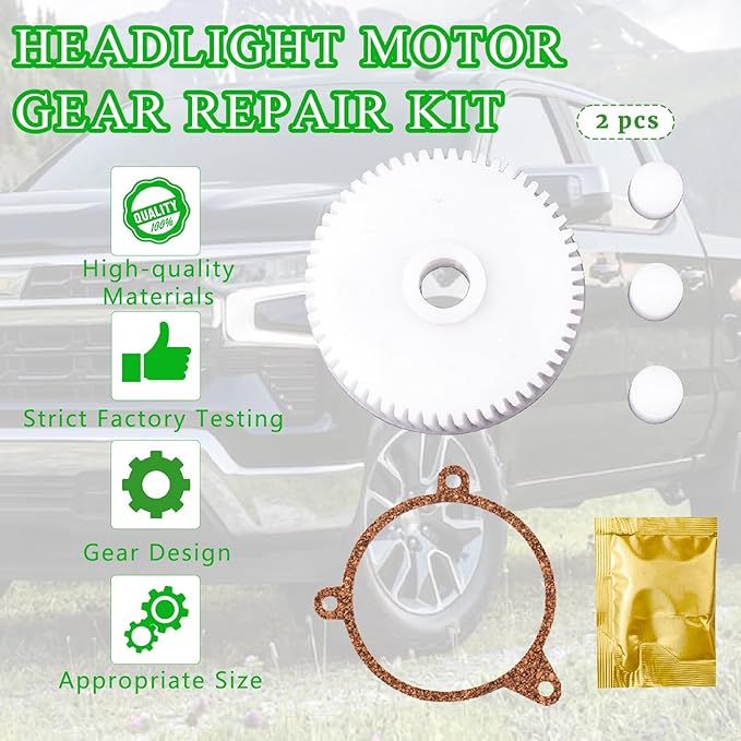 Headlight Motor Repair Gear Kit Upgrade Compatible with 1988-1996 Chevrolet Corvette Including Gears Sealing Grease Packet Ge