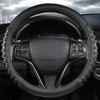 West Llama Microfiber Leather Car Steering Wheel Cover for Men Women,Universal Fit 14.5-15 inch(Leather Nails-Black-Standard 