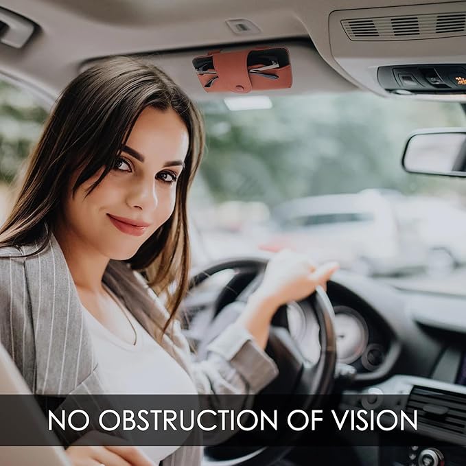 Car Sunglasses Holder for Car Visor Vegan Leather Auto Eyeglass Case with Clip Automotive Interior Visor Accessories