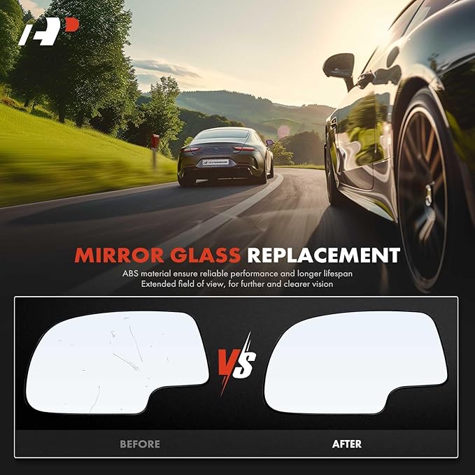 A-Premium Left Driver Side Non-Heated Manual Mirror Glass Compatible with Chevy Silverado, Tahoe, Suburban, Avalanche & GMC Sierra, Yukon & Cadillac Escalade, Escalade ESV/EXT