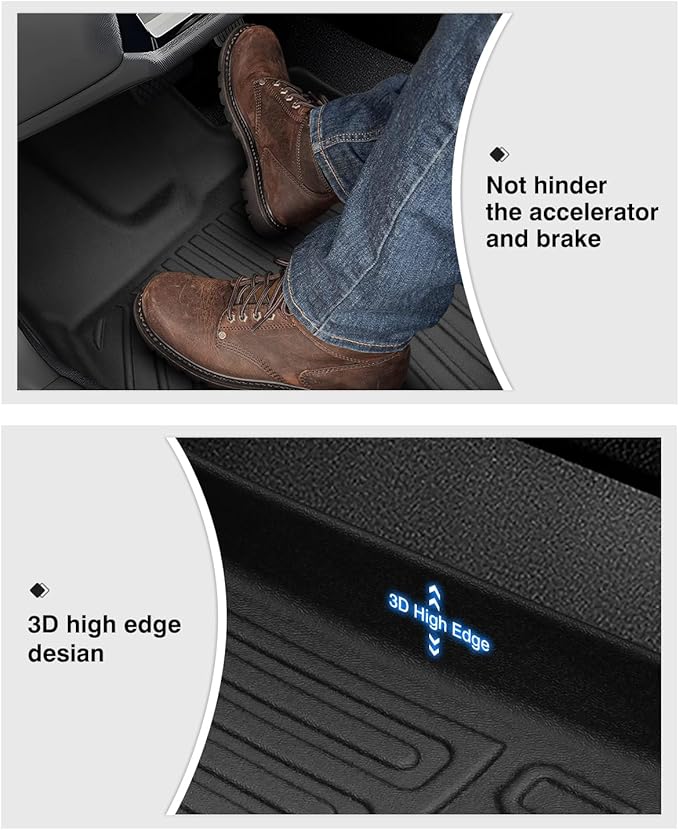 Powerty Floor Mats for 2023 2024 2025 Mercedes Benz GLC?GLC 300?GLC 350e?4Matic Accessories All Weather Floor Liner 3D TPE 1st & 2nd Row Floor Mat Heavy-Duty Floor Liners