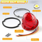 BJZ 2Pcs Red Watermelon LED Strobe+Constant Marker Lights Dual Function Watermelon-shaped Side Marker Clearance Tail Top Cap Roof Lights for Trailer Truck Semi-trailer Heavy-duty Truck Bus Van