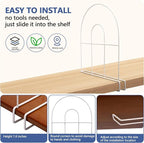 8-Pack 12" Tall Shelf Dividers - Closet Shelf Organizer - Easy to Install - No Tool - White PE Coating Steel