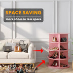 SpaceAid 4 Tier Rotating Shoe Rack Tower, Spinning Shoe Display Lazy Susan, Revolving 360 Shoe Rack Storage Round Carousel, V