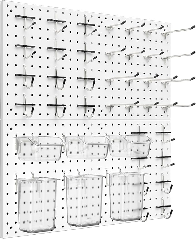 Peg Board Kit, Includes Pegboard and Accessories,with Hooks and Bins,Peg Board Wall Organizer for Office,Ornaments Display,Cr