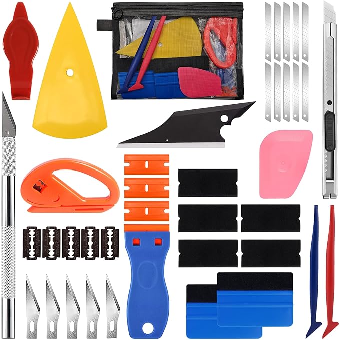 JIURUN 36 PCS Car Window Tint Kit, Vinyl Wrap Tool Window Tint Squeegee Tools Vehicle Glass Protective Film Installation Kit Automotive Window Film Tinting Kit