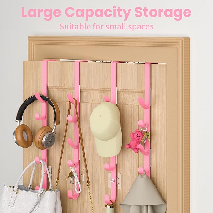Over The Door Hooks, Metal Door Hooks for Hanging, Over The Door Purse Organizer for Coat Hanger, Back of Shower Door for Han