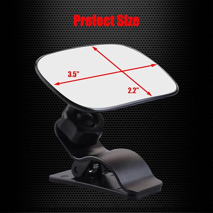 Clip On Car Baby Mirror, Ampper Adjustabe HD Glass Convex Wide Angle Interior Rearview Baby Rear Facing Mirror (Framed Rectangle, Small, 3.5" X 2.2")