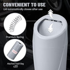 Car Trash Can Bin with Lid - Car Garbage Can Cup Holder - Grey Mini Leakproof Vehicle Garbage Bin with 40pcs Trash Bags-Automotive Organizers and Storage for Front Back Seat Accessories