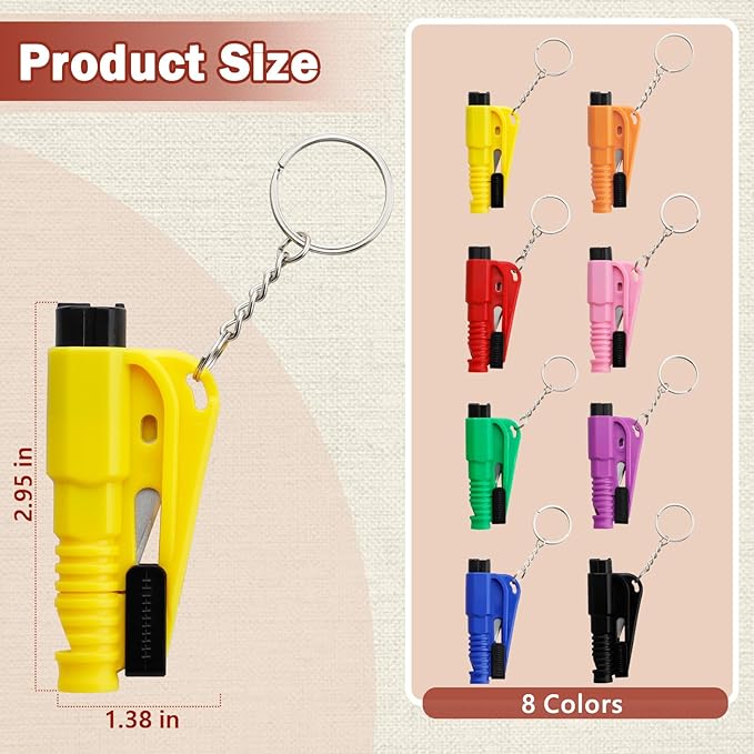 CARFIB Car Window Breaker Tool Keychain Seatbelt Cutter Emergency Escape Tools with Whistle Break Glass Seat Belt Cutters Res