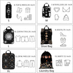 6 Pcs Compression Packing Cubes Waterproof Suitcase Travel Bag Luggage Backpack Organizer Travel Cubes for Packing-Gothic Sty