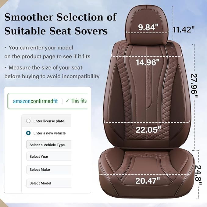 Coverado Car Seat Covers Full Set, Front Seat Cover and Back Seat Covers for Cars, Faux Leather Waterproof Seat Covers, Car S