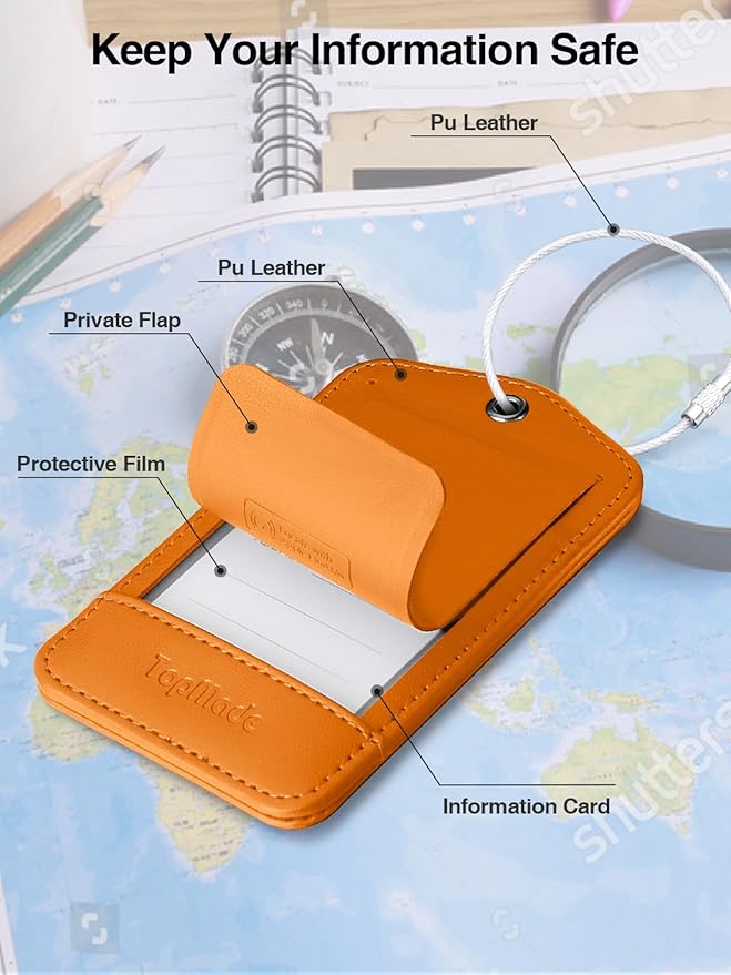 TopMade Smart Luggage Tag with Find My, Premium Leather Luggage Tags for Suitcase, Travel Bags, Backpacks, Anti-Lost Suitcase