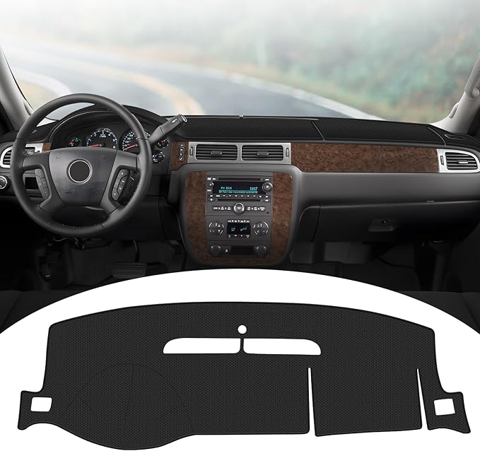 FIILINES Dash Cover for 2007-2014 Tahoe Suburban/GMC Yukon XL, 2007-2013 Avalanche Silverado 1500 2500 3500 LTZ/GMC Sierra SL