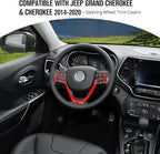 JeCar Steering Wheel Trim Cover Interior Decoration Trim Kit for 2014-2020 Jeep Grand Cherokee & Jeep Cherokee, Red
