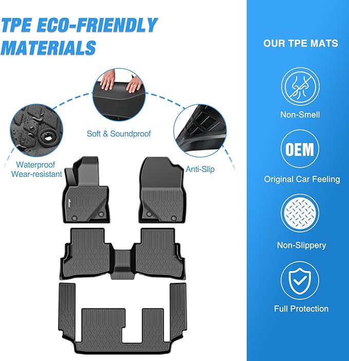 Nilight Floor Mats for Mazda CX-9 CX9 (7 Seat Only) 2016 2017 2018 2019 2020 2021 2022 2023 All Weather Custom Fit Heavy Duty Floor Liners