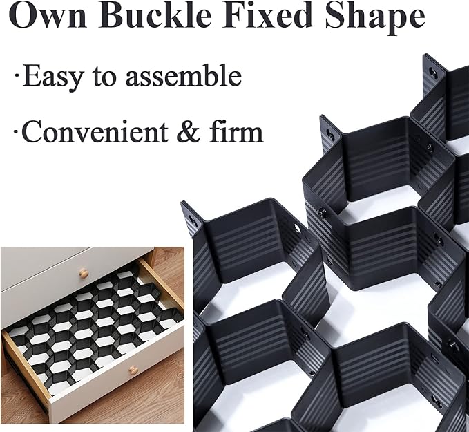 Honeycomb drawer organizer and divider, underwear, socks, tie sorter, office supplies and sundry sorting 32 pieces (Grey)