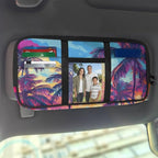 Coconut Tree Tactical Sun Visor Organizer,Scratch-Resistant Auto Sunshade Organizer Bag with Double Zippers Truck SUV Storage Pouch Holder