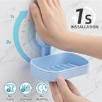 LEVERLOC Soap Dish Holder for Shower Suction Cup Wall Mounted Self Draining NO-Drilling Removable Bar Soap Sponge Holder for 
