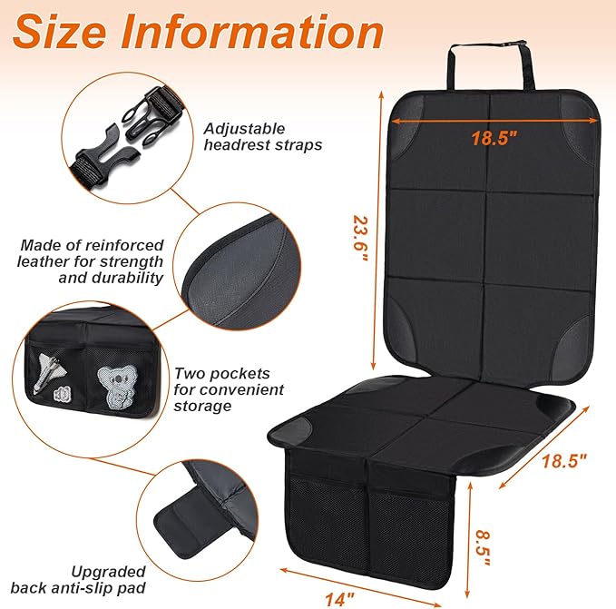 Car Seat Protector,2Pack Car Seat Cushion,with Thickest Padding and Non-Slip Backing,Waterproof 600D Fabric Car Seat Covers w