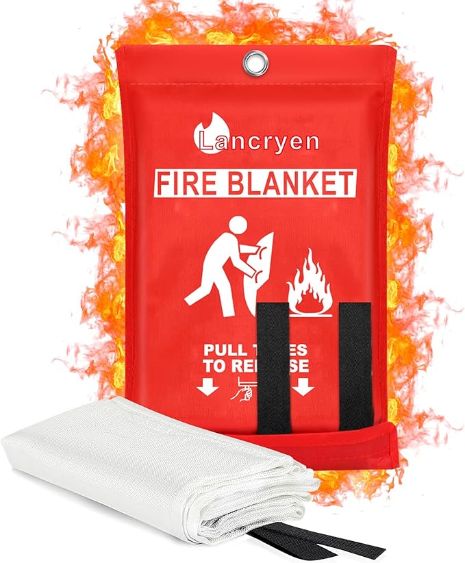 Lancryen Emergency Fire Blanket, Fire Extinguisher Blanket, Fire Suppression Fabric, Flame Retardant Towel Fire Safety Cloth 