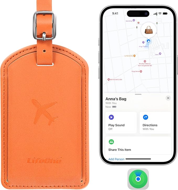 Luggage Tags Built-in Anti-Loss Tracker, Luxury Leather Luggage Tags for Suitcase, Travel Bags, Backpacks, Travel Organizer f