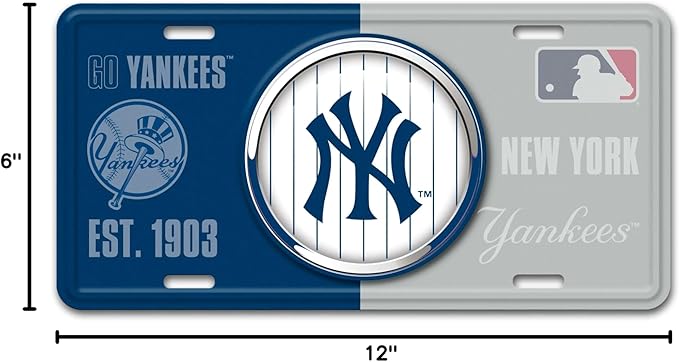 FANMATS 43217 New York Yankees Embossed Metal License Plate