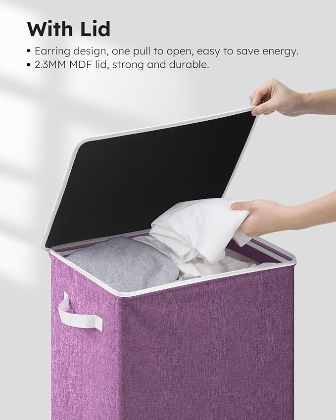 SOLEDI Laundry Hamper with Lid 100L Large & Tall Collapsible Laundry Basket, Clothes Hamper with Bag Removable Easy to Carry,