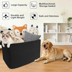 65L Large Blanket Basket,21"x16"x12" Rectangle Storage Bin with Handles,Woven Rope Laundry Basket for Toys, Clothes,Pillows,M