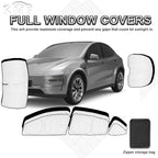 KMF 8pcs Full Thicken Sun Shades for 2025 2026 Tesla Model Y Juniper Accessories, Tesla Y Privacy Car Window Covers for Windshield Side Rear, UV Block and Blackout for Camping Outdoor
