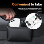 2 PCS Car Seat Side Pocket Organizer, PU Leather Mini Storage Pocket for Car Seats, Doors, Consoles, Dashboard, Vehicle Gap Filler Organizer for Phone, Keys, Sunglass, Wallet (Black)