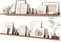 Fun Memories Picture Ledge Shelves Set of 2, 55 Inch Rustic Wall Mounted Floating Shelves with Lip for Home Storage and Décor