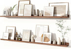 Fun Memories Picture Ledge Shelves Set of 2, 55 Inch Rustic Wall Mounted Floating Shelves with Lip for Home Storage and Décor